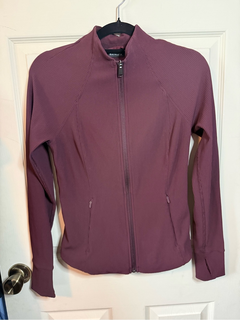Athleta Salutation Ribbed Full-Zip Jacket - Maroon/Burgundy - Yoga - Size Small